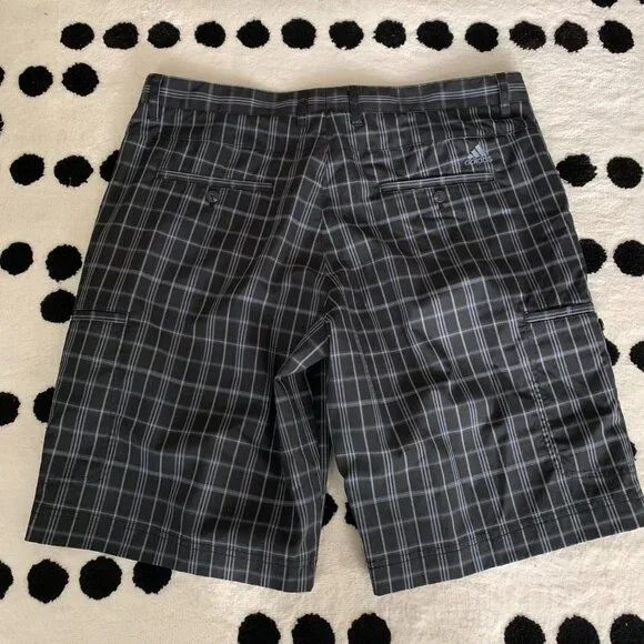 Adidas Plaid Striped Flat Front Cargo Casual Shorts - Picture 4 of 10